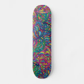 Retro psychedelische neon spiraal Doodle-patroon Skateboard (Voorkant)