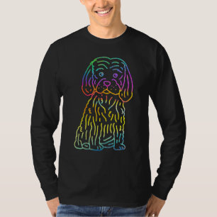 Retro Psychedelische Poedel Puppy Hond Rainbow Tri T-shirt