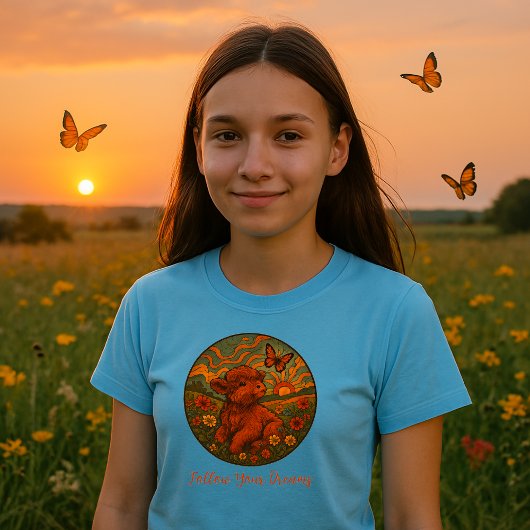 Retro Psychedelische Schattigee Highland Kalf Insp T-shirt