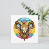 Retro Psychedelische Steenbok Zodiac Geit Dec Jan (Staand voorkant)
