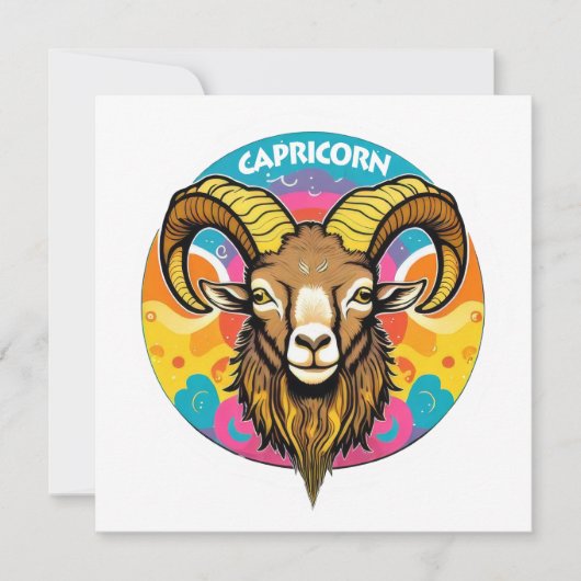 Retro Psychedelische Steenbok Zodiac Geit Dec Jan (Voorkant)