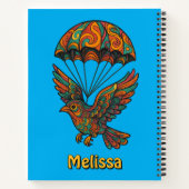 Retro Psychedelische Vogel & Parachute Notitieboek (Achterkant)