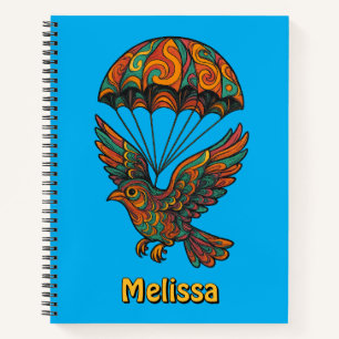 Retro Psychedelische Vogel & Parachute Notitieboek