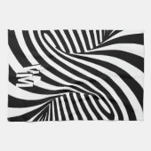 Retro Psychedelische Zwart Wit Patroon Initialen Theedoek (Horizontaal)