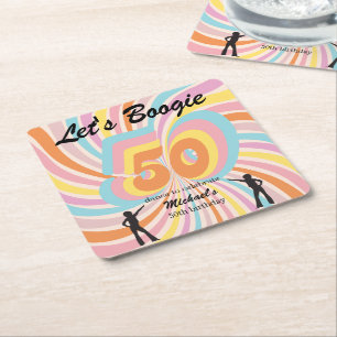 Retro Psycho Boogie Kleurrijke 50e verjaardag voor Kartonnen Onderzetters