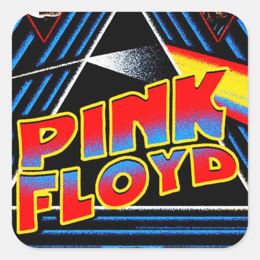 Retro Psyschedelische Rock Geïnspireerde Abstract Vierkante Sticker (Voorkant)