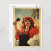 Retro - pub - vintage - vin - briefkaart (Voorkant / Achterkant)