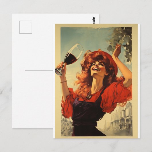 Retro - pub - vintage - vin - briefkaart (Voorkant / Achterkant)