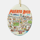 Retro Puerto Rico Kaart Ornament (Rechts)