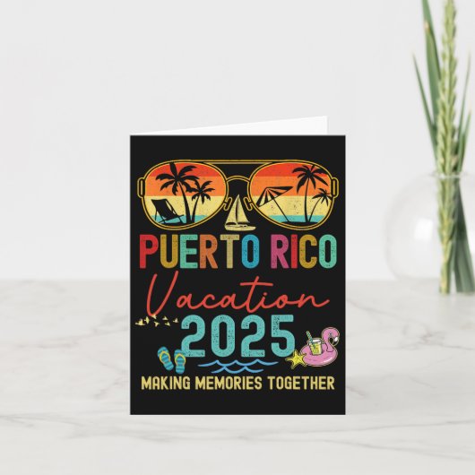 Retro Puerto Rico Vakantie 2025 Herinneringen Matc Kaart (Voorkant)