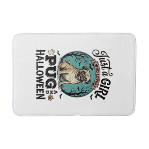 Retro Pug Halloween Meisje Hond Liefhebber Shirt O Badmat