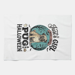 Retro Pug Halloween Meisje Hond Liefhebber Shirt O Theedoek
