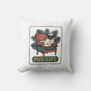 Retro Pug Leven Cool Honden Zonnebril Ontwerp_1 Kussen