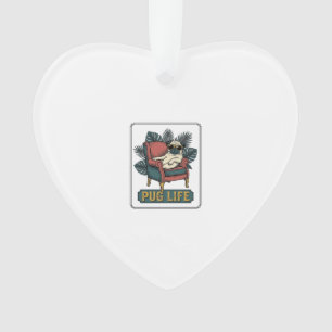 Retro Pug Leven Cool Honden Zonnebril Ontwerp_1 Ornament