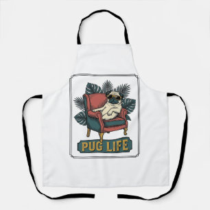 Retro Pug Leven Cool Honden Zonnebril Ontwerp_1 Schort