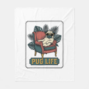 Retro Pug Leven Coolle Honden Zonnebril Design_1 Fleece Deken
