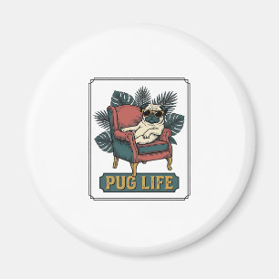 Retro Pug Leven Coolle Honden Zonnebril Design_1 Magneet