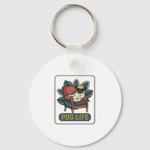 Retro Pug Leven Coolle Honden Zonnebril Design_1 Sleutelhanger