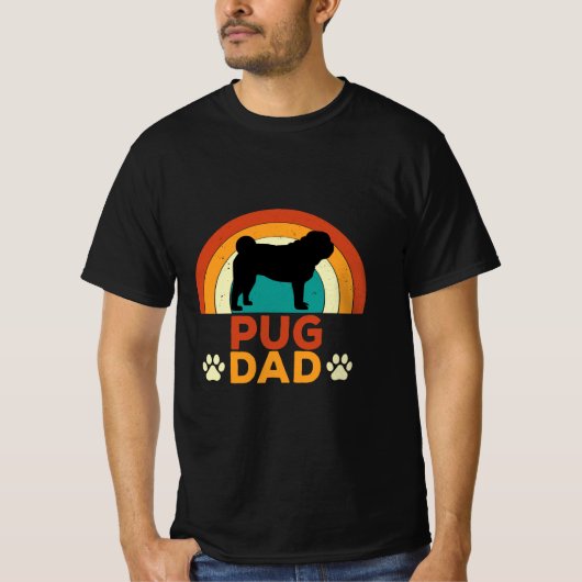 Retro Pug Papa T-shirt (Voorkant)