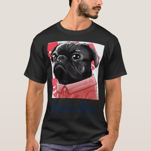Retro Pug Retro mop T-shirt (Voorkant)