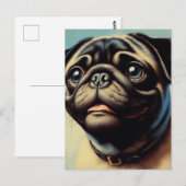 Retro Pug schilderij Briefkaart (Voorkant / Achterkant)