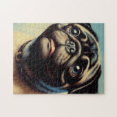 Retro Pug schilderij Legpuzzel (Horizontaal)