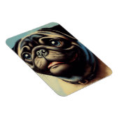 Retro Pug schilderij Magneet (Rechterzijde)