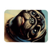 Retro Pug schilderij Magneet (Horizontaal)