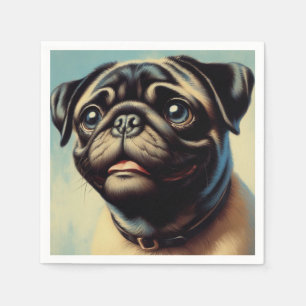 Retro Pug schilderij Servet