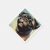 Retro Pug schilderij Servet (Hoek)