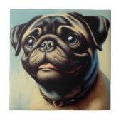 Retro Pug schilderij Tegeltje (Voorkant)
