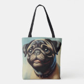 Retro Pug schilderij Tote Bag (Achterkant)