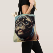 Retro Pug schilderij Tote Bag (Dichtbij)