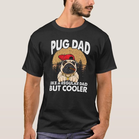 Retro Pug vader als een gewone vader, maar koeler T-shirt (Voorkant)