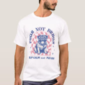 Retro 'Pugs Not Drugs' Bubblegum Roze en Blauw Leu T-shirt (Voorkant)