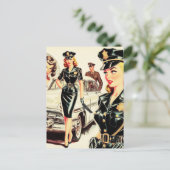 Retro Pulp Cop Meisje Briefkaart (Staand voorkant)