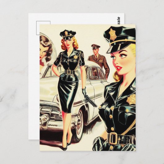 Retro Pulp Cop Meisje Briefkaart (Voorkant / Achterkant)