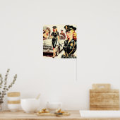 Retro Pulp Cop Meisje Poster (Keuken)