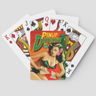 Retro Pulp Magazine Design Detective Pinup Pspelen Speelkaarten