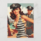 Retro Pulp Pin-up Briefkaart (Voorkant)
