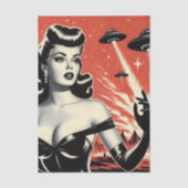Retro Pulp Ufo Vrouw Tissuepapier (Voorkant)