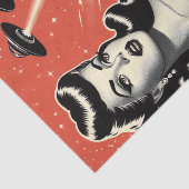 Retro Pulp Ufo Vrouw Tissuepapier (Detail)