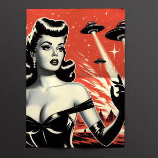 Retro Pulp Ufo Woman Tissuepapier