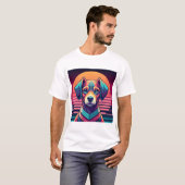 Retro Pulse Pup 80s Sunset Vibes T-shirt (Voorkant volledig)