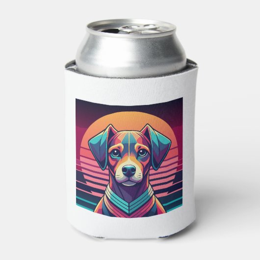 Retro Pulse Pup 80s Zonsondergang Vibes Blikjeskoeler (Blikje Voorkant)
