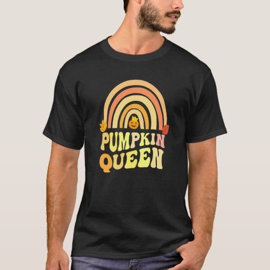 Retro PUMPKIN QUEEN Rainbow Carver Lady Fall Carvi T-shirt (Voorkant)