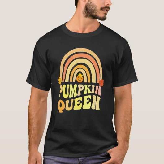 Retro PUMPKIN QUEEN Rainbow Carver Lady Fall Carvi T-shirt (Voorkant)