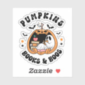 Retro Pumpkins Books & Boos Ghost Halloween Sticker (Vel)