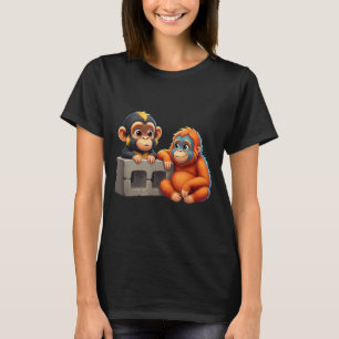 Retro Punch Baby Aapje Martial Arts Meme Grafisch T-shirt