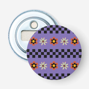Retro Punk Bloemen Button Flesopener
